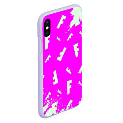 Чехол iPhone XS Max матовый Fortnite pattern pink, цвет: 3D-светло-сиреневый — фото 2