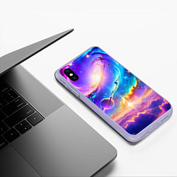 Чехол iPhone XS Max матовый Космос в неоновых тонах, цвет: 3D-светло-сиреневый — фото 2