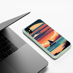 Чехол iPhone XS Max матовый Парусник на море, цвет: 3D-салатовый — фото 2