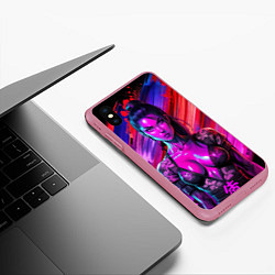 Чехол iPhone XS Max матовый Девушка самурай в откровенном костюме, цвет: 3D-малиновый — фото 2