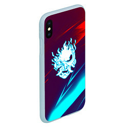 Чехол iPhone XS Max матовый Samurai geometry stripes neon, цвет: 3D-голубой — фото 2