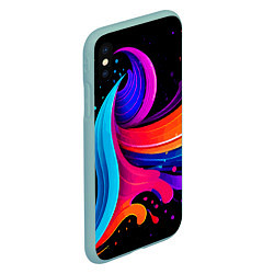 Чехол iPhone XS Max матовый Неоновая красочная абстракция - нейросеть, цвет: 3D-мятный — фото 2