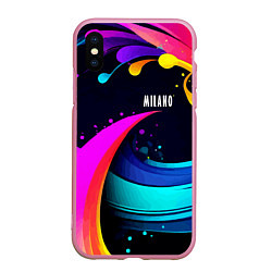 Чехол iPhone XS Max матовый Neon abstraction - Milano, цвет: 3D-розовый