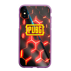 Чехол iPhone XS Max матовый PUBG соты броня, цвет: 3D-фиолетовый