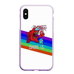 Чехол iPhone XS Max матовый Among us colors line монстр, цвет: 3D-сиреневый