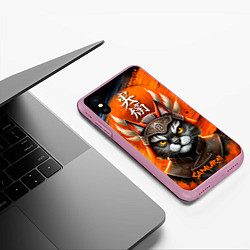 Чехол iPhone XS Max матовый Cat samurai, цвет: 3D-розовый — фото 2