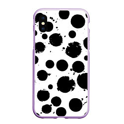 Чехол iPhone XS Max матовый Abstract black blots - ai art fantasy, цвет: 3D-сиреневый