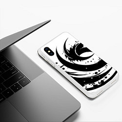 Чехол iPhone XS Max матовый Ai art black and white abstraction, цвет: 3D-белый — фото 2