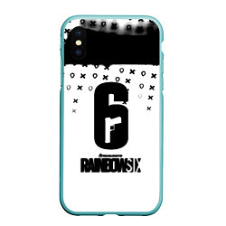 Чехол iPhone XS Max матовый Rainbox six game pattern, цвет: 3D-мятный