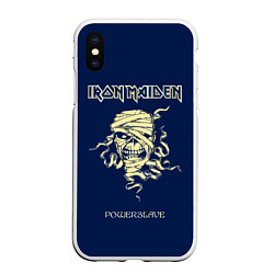 Чехол iPhone XS Max матовый Iron Maiden powerslave rock, цвет: 3D-белый