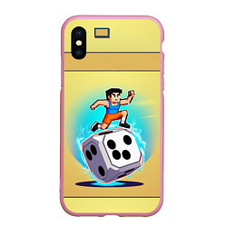 Чехол iPhone XS Max матовый Старая пиксельная игрушка, цвет: 3D-розовый