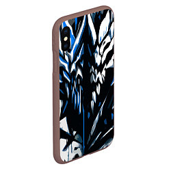 Чехол iPhone XS Max матовый White and blue abstraction on a black background, цвет: 3D-коричневый — фото 2