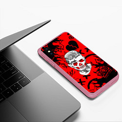 Чехол iPhone XS Max матовый Lil Peep логотипы, цвет: 3D-малиновый — фото 2