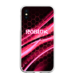 Чехол iPhone XS Max матовый Roblox броня розовый, цвет: 3D-белый