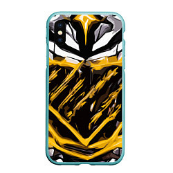 Чехол iPhone XS Max матовый Yellow and white abstraction on a black background, цвет: 3D-мятный