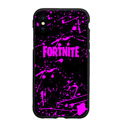 Чехол iPhone XS Max матовый Fortnite краски, цвет: 3D-черный