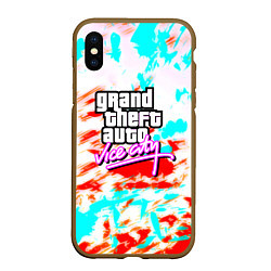 Чехол iPhone XS Max матовый GTA vice city clors, цвет: 3D-коричневый