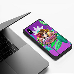 Чехол iPhone XS Max матовый Алина девушка в розах, цвет: 3D-черный — фото 2