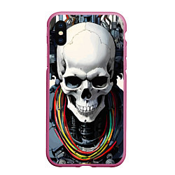 Чехол iPhone XS Max матовый Cool cyber skull - ai art fantasy, цвет: 3D-малиновый