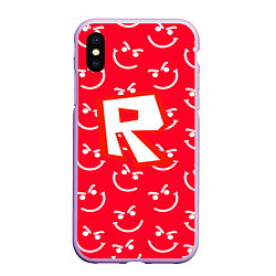 Чехол iPhone XS Max матовый Roblox smile pattern, цвет: 3D-сиреневый