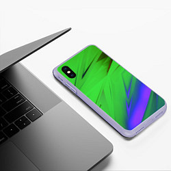 Чехол iPhone XS Max матовый Кислотно неоновая геометрия, цвет: 3D-светло-сиреневый — фото 2