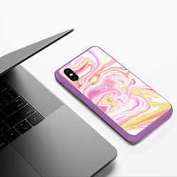 Чехол iPhone XS Max матовый Абстракция мраморный фон, цвет: 3D-фиолетовый — фото 2