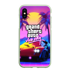 Чехол iPhone XS Max матовый Vice city retro wave Lambo, цвет: 3D-салатовый