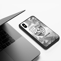 Чехол iPhone XS Max матовый Porsche - white gradient, цвет: 3D-черный — фото 2