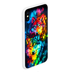 Чехол iPhone XS Max матовый Кислотные волки, цвет: 3D-белый — фото 2