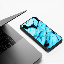 Чехол iPhone XS Max матовый Стилизованная каменная текстура голубой, цвет: 3D-черный — фото 2