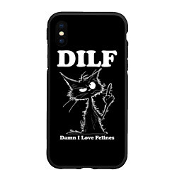 Чехол iPhone XS Max матовый DILF - damn I love felines, цвет: 3D-черный