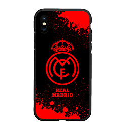 Чехол iPhone XS Max матовый Real Madrid - red gradient, цвет: 3D-черный