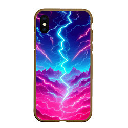 Чехол iPhone XS Max матовый Фантастический неоновый пейзаж - нейроарт, цвет: 3D-коричневый