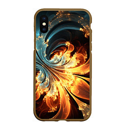 Чехол iPhone XS Max матовый Абстрактный фрактал, цвет: 3D-коричневый