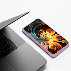 Чехол iPhone XS Max матовый Абстрактный фрактал, цвет: 3D-сиреневый — фото 2