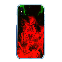 Чехол iPhone XS Max матовый Skyrim fire steel, цвет: 3D-голубой