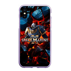 Чехол iPhone XS Max матовый Warhammer 40000 space marine 2 ультрамарин в броне, цвет: 3D-светло-сиреневый