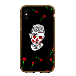 Чехол iPhone XS Max матовый Lil peep rap band rose, цвет: 3D-коричневый