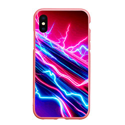 Чехол iPhone XS Max матовый Неоновые молнии - нейроарт поток, цвет: 3D-баблгам