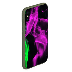 Чехол iPhone XS Max матовый Неоновый огненный дым, цвет: 3D-темно-зеленый — фото 2