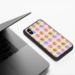 Чехол iPhone XS Max матовый Паттерн с цветами на кругах, цвет: 3D-черный — фото 2