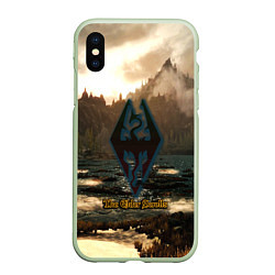 Чехол iPhone XS Max матовый Skyrim logo природа, цвет: 3D-салатовый