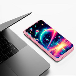 Чехол iPhone XS Max матовый Неоновый космос - нейроарт, цвет: 3D-баблгам — фото 2