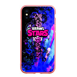 Чехол iPhone XS Max матовый Brawl stars neon abstraction, цвет: 3D-баблгам