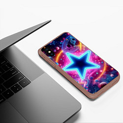 Чехол iPhone XS Max матовый Звезда в неоновом космосе - нейроарт, цвет: 3D-коричневый — фото 2