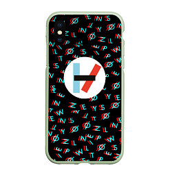 Чехол iPhone XS Max матовый Twenty one pilots glitch, цвет: 3D-салатовый