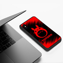 Чехол iPhone XS Max матовый Totoro - red gradient, цвет: 3D-черный — фото 2