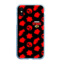 Чехол iPhone XS Max матовый Brawl stars logo, цвет: 3D-голубой