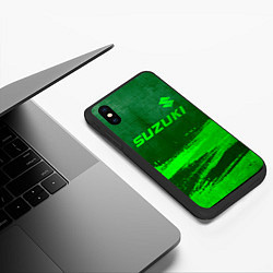 Чехол iPhone XS Max матовый Suzuki - green gradient посередине, цвет: 3D-черный — фото 2