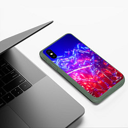 Чехол iPhone XS Max матовый Неоновая геометрическая абстракция, цвет: 3D-темно-зеленый — фото 2